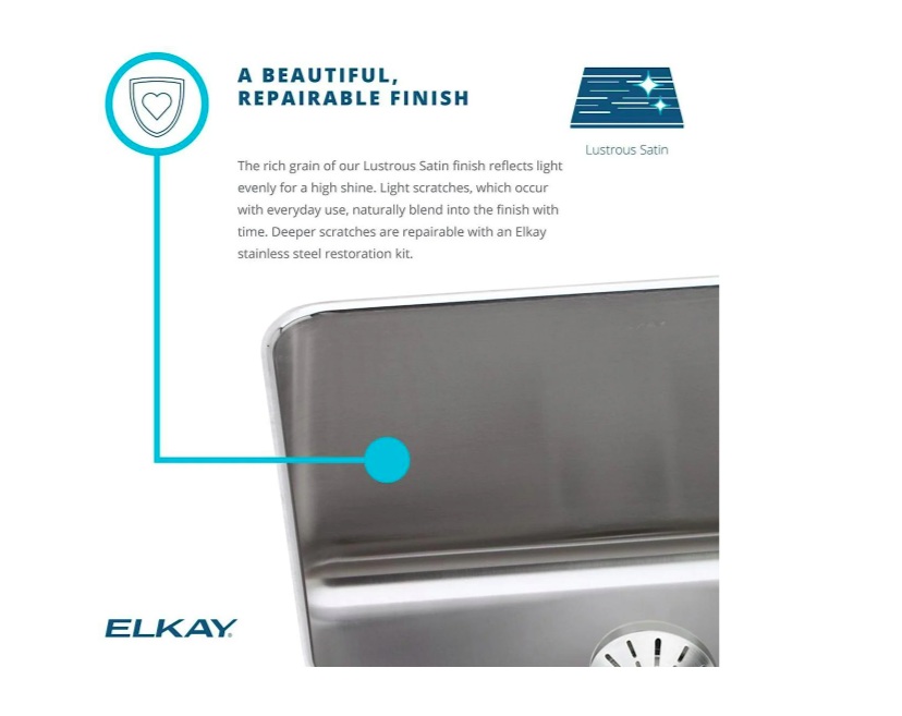 Elkay (LR20221) Lustertone 19-1/2" Drop In Single Basin Stainless Steel Kitchen Sink