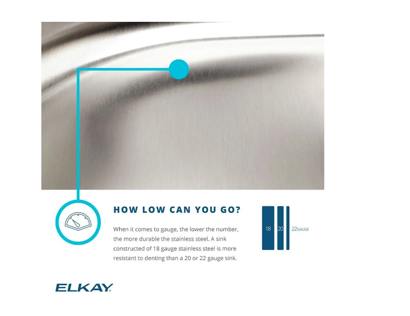 Elkay (LRAD2219401) Gourmet 22" Single Basin Drop In Stainless Steel Kitchen Sink
