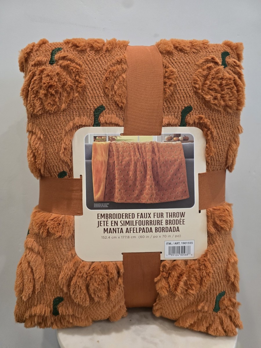 Halloween Embroidered Faux Fur 60" x 70" Throw