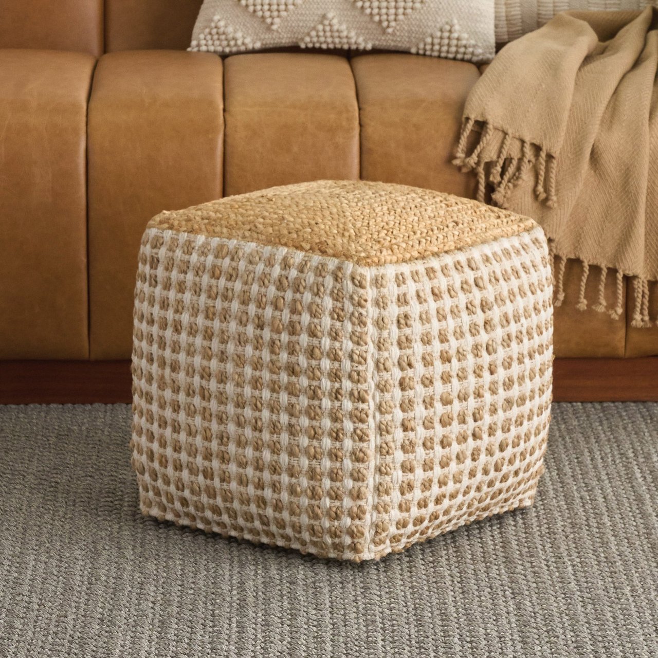 Nourison Jute Square Pouf