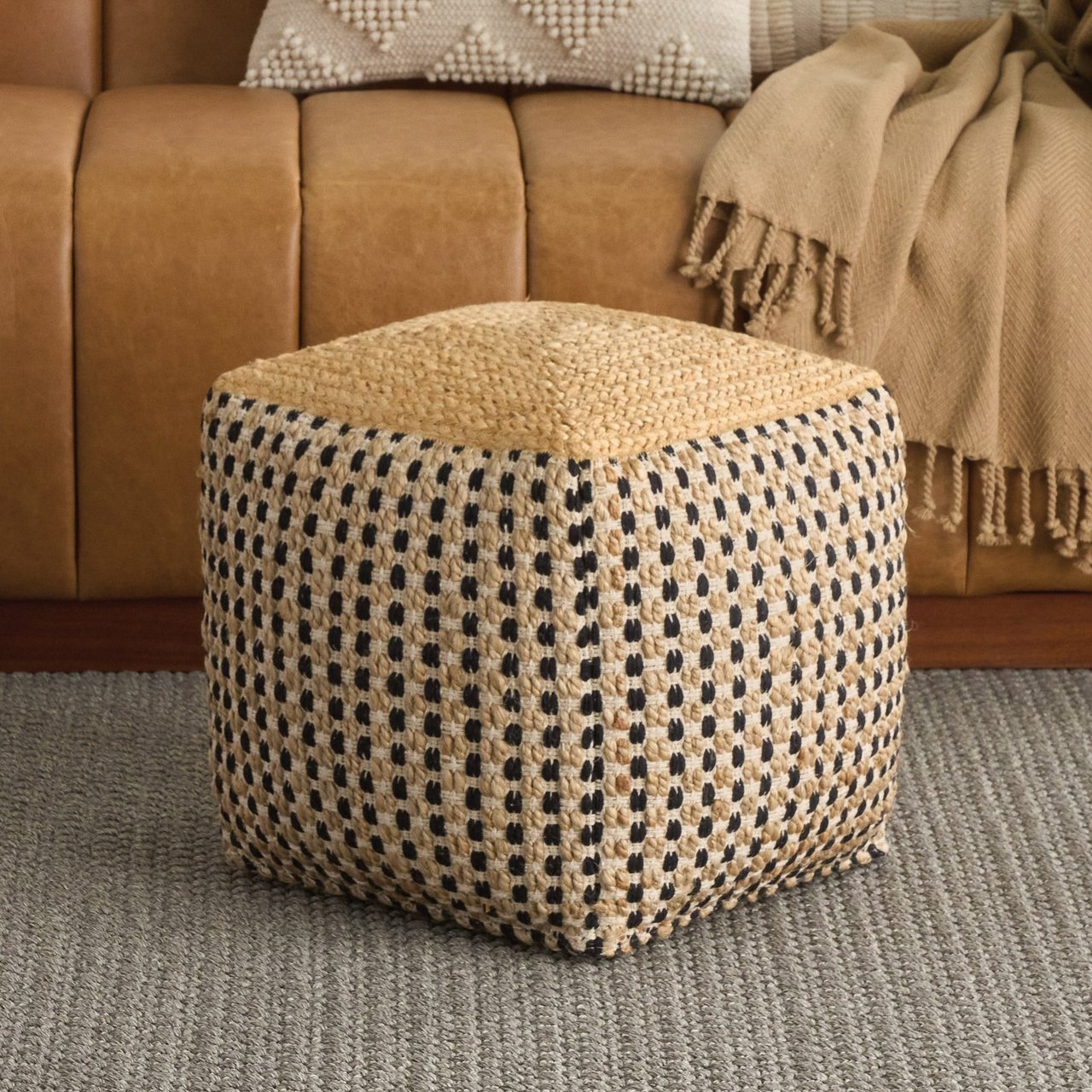 Nourison Jute Square Pouf